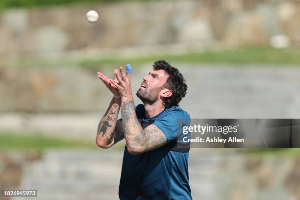 Reece Topley of England takes part in a Nets and Training session ahead of the first ODI during CG United One Day International series at Sir Vivian...