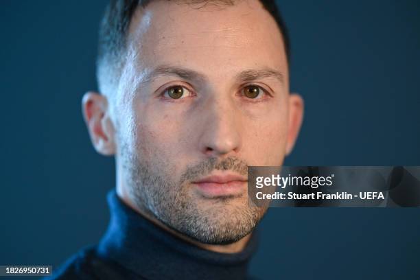 Domenico Tedesco, head coach of Belgium poses for a picture ahead of the UEFA EURO 2024 Final Tournament Draw at the Atlantic hotel on December 02,...