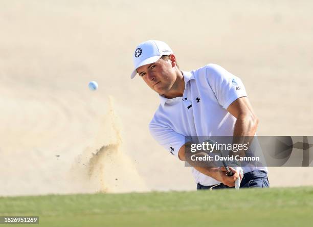 Jordan Spieth of the United States plays his fifth shot on the third hole during the third round of the Hero World Challenge at Albany Golf Course on...