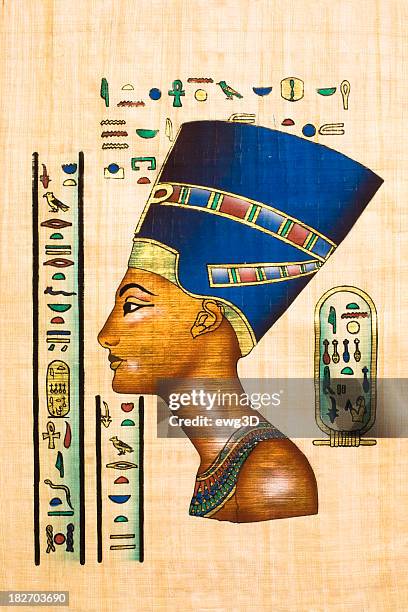 stockillustraties, clipart, cartoons en iconen met egyptian ancient papyrus - queen cleopatra vii of egypt