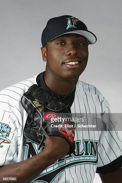 Dontrelle Willis of the Florida Marlins during picture day at Spring Training on February 22, 2003 at Roger Dean Stadium in Jupiter Florida.