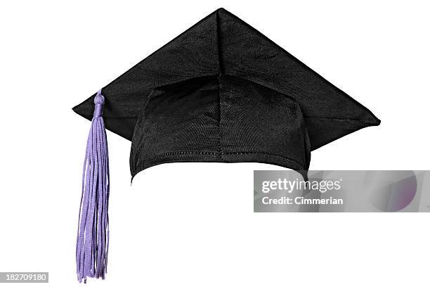 graduation cap (isolated on white - quaste stock-fotos und bilder