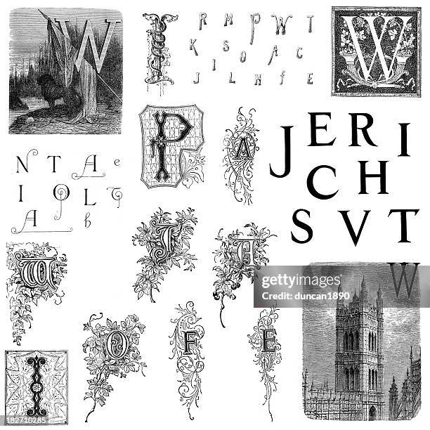 retro alphabet letters - d pattern stock illustrations