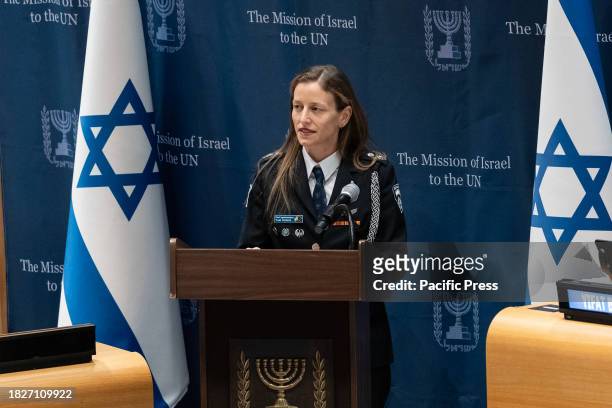 Yael Richert speaks during special event to address sexual violence during Hamas terror attack on October 7 held at UN Headquarters. During the...