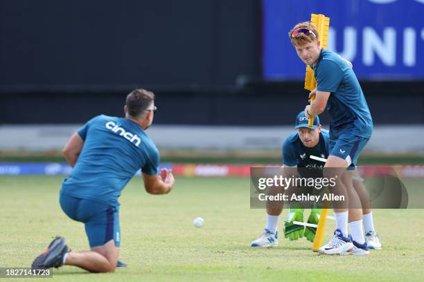 Ollie Pope and Jos Buttler of England takes part in a Nets and Training session ahead of the first ODI during CG United One Day International series...