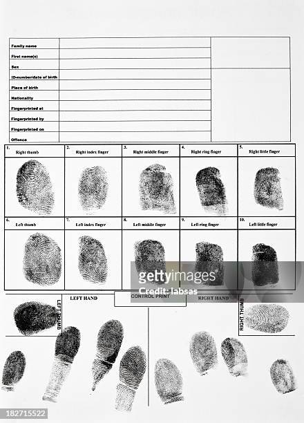 impronte sui autentica forma di impronte digitali. - crimine foto e immagini stock