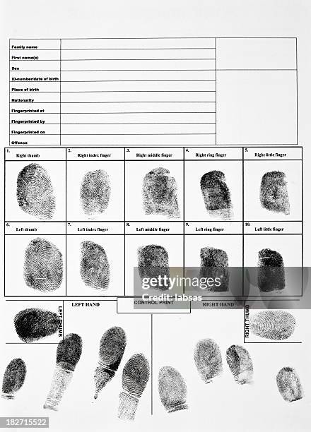 an authentic form of fingerprints - forensic science bildbanksfoton och bilder