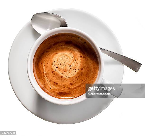 espresso coffee cup.color image - 高角度觀看 個照片及圖片檔