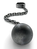 Ball and chain, isolated with clipping path