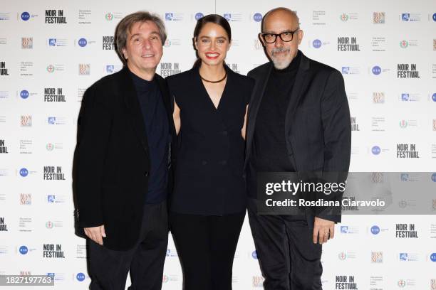 Producer Roberto Cipullo,Actress Matilde Gioli and Director Nicola Barnaba attend the 33rd Noir In Festival 2023 on December 02, 2023 in Milan, Italy.