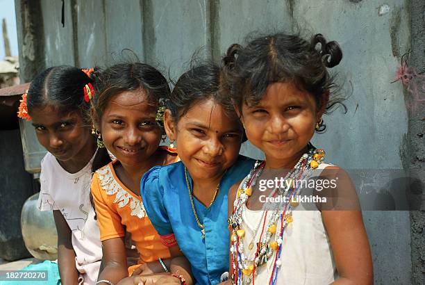 indian rural girls - children india stock pictures, royalty-free photos & images