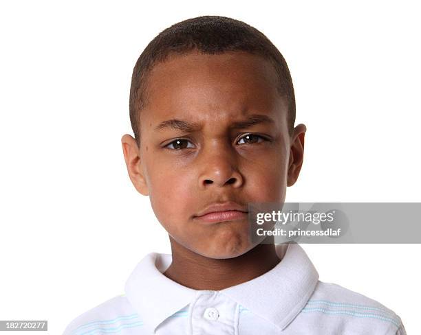 confundida niño - handsome black boy fotografías e imágenes de stock