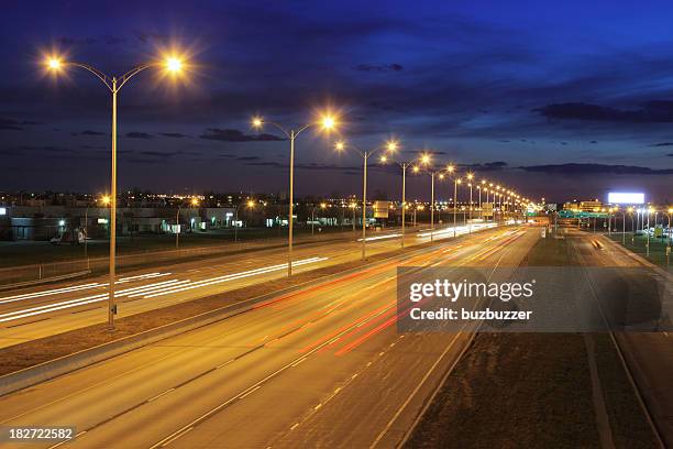 montreal illuminated highway at night - street lights bildbanksfoton och bilder