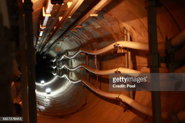 General view of the tunnel as King Philippe of Belgium and Queen Mathilde of Belgium visit the tunnel of the 380 kV cable diagonal at the 50Hertz...