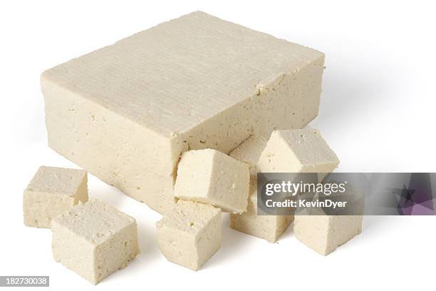 organic tofu isolated on white - tofu stock pictures, royalty-free photos & images