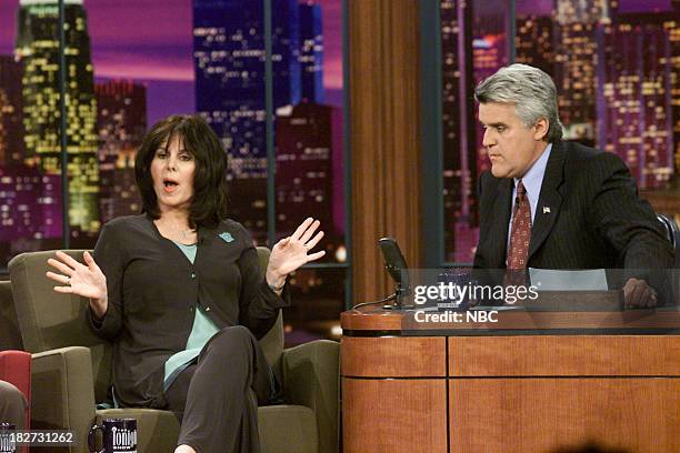 Episode 2134 -- Pictured: Philanthropist Mavis Leno during an interview with host and husband Jay Leno on October 03, 2001 --