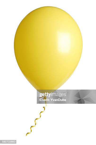 yellow party balloon isolated on white - gas balloons bildbanksfoton och bilder