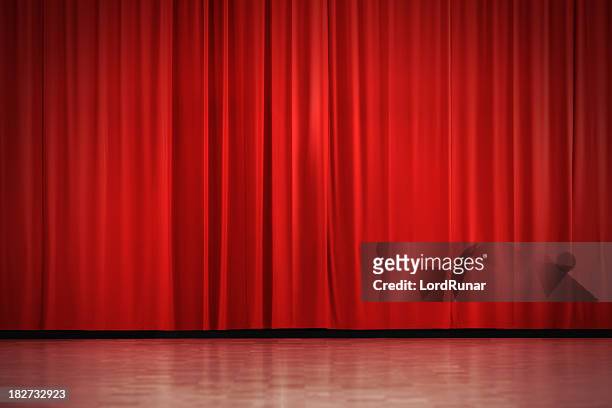 red curtain - stage performance space stock pictures, royalty-free photos & images