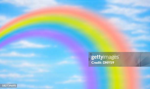 rainbow against fanciful blue sky - pot of gold stock pictures, royalty-free photos & images