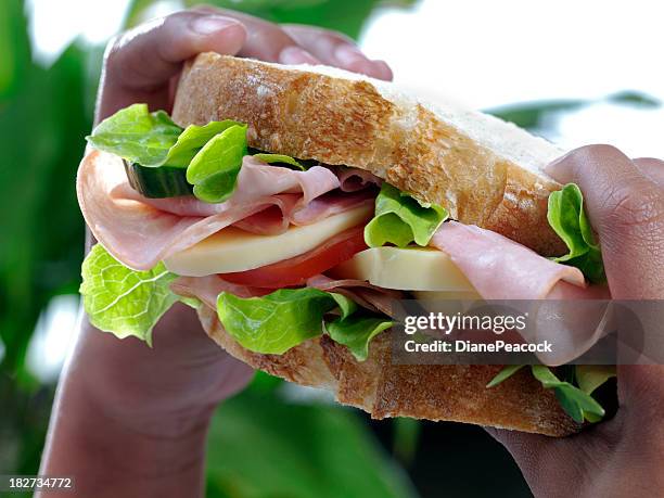 ensalada de ruedas - bocadillo de beicon lechuga y tomate fotografías e imágenes de stock