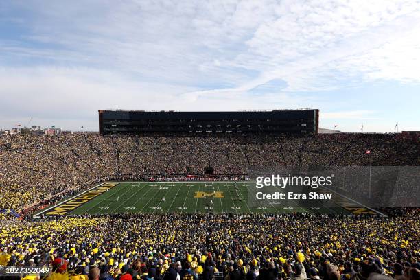 General view of Michigan Wolverines playing against the Ohio State Buckeyes at Michigan Stadium on November 25, 2023 in Ann Arbor, Michigan.