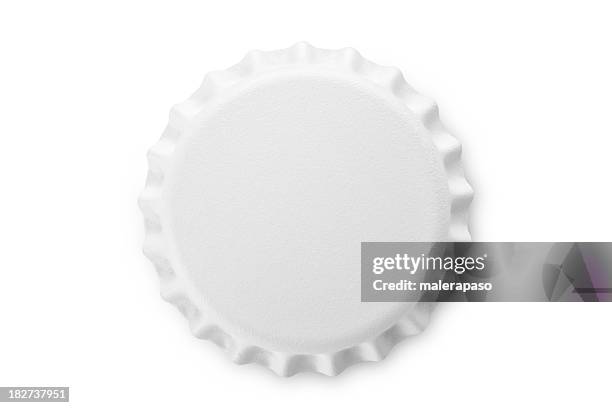 weiße bottle cap - flaschenverschluss stock-fotos und bilder