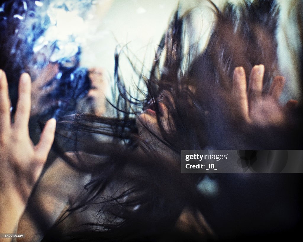 Very strange portrait. Reflection of passion in the mirror