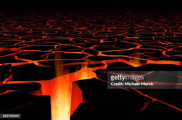 molten landscape - lavastroom stockfoto's en -beelden
