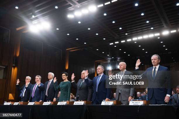 Wells Fargo CEO and President Charles Scharf, Brian Bank of America Chairman and CEO Thomas Moynihan, JPMorgan Chase Chairman and CEO Jamie Dimon,...