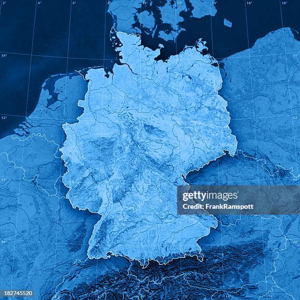 germania mappa topografica - rhein foto e immagini stock