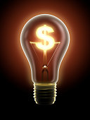 Lucrative idea: light bulb with dollar sign, clipping path included