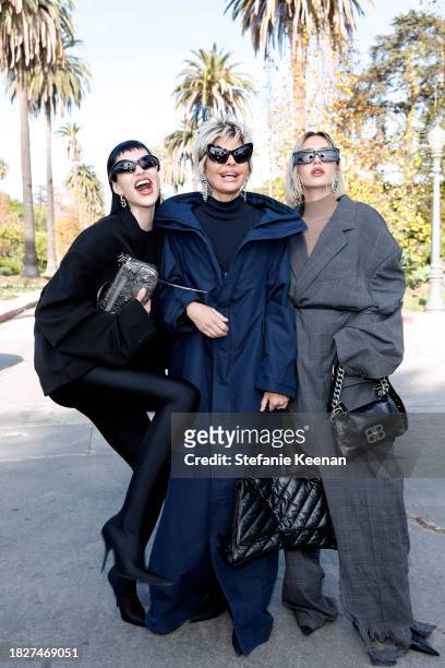 Amelia Gray Hamlin, Lisa Rinna and Delilah Belle Hamlin attend the Balenciaga Fall 24 Show on December 02, 2023 in Los Angeles, California.