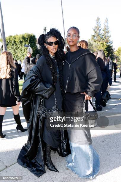 Teyana Taylor and Justine Skye attend the Balenciaga Fall 24 Show on December 02, 2023 in Los Angeles, California.