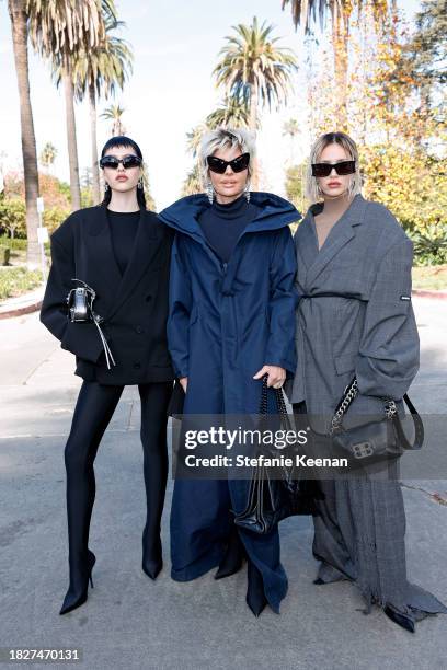 Amelia Gray Hamlin, Lisa Rinna and Delilah Belle Hamlin attend the Balenciaga Fall 24 Show on December 02, 2023 in Los Angeles, California.