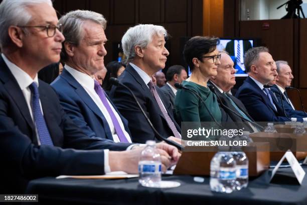 Wells Fargo CEO and President Charles Scharf, Brian Bank of America Chairman and CEO Thomas Moynihan, JPMorgan Chase Chairman and CEO Jamie Dimon,...