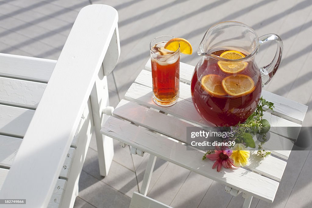 Ice tea pitcher and glass