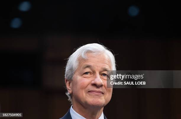 JPMorgan Chase Chairman and CEO Jamie Dimon testifies during a Wall Street oversight hearing by the Senate Banking, Housing, and Urban Affairs...