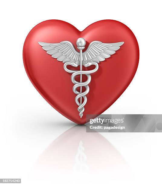 caduceus on heart - medical symbol stock pictures, royalty-free photos & images