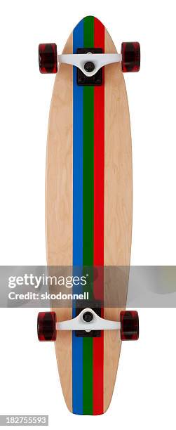 back of skateboard on white - skateboard stock pictures, royalty-free photos & images