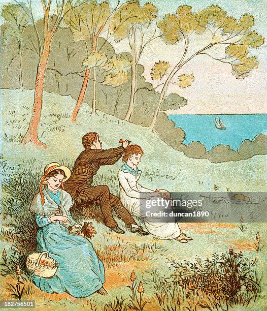 illustrations, cliparts, dessins animés et icônes de victorian en amoureux - jane austen