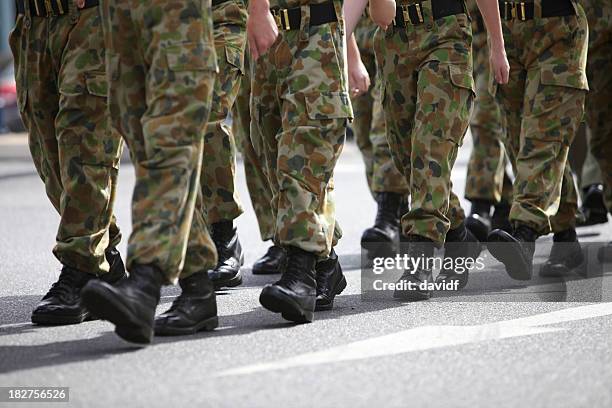 soldiers marching - army parade stock pictures, royalty-free photos & images