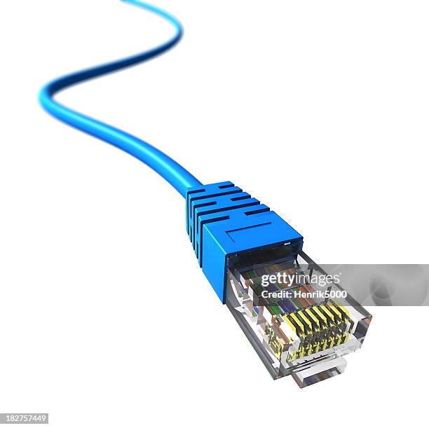 cable de red, aislado con trazado de recorte - movimiento rápido fotografías e imágenes de stock