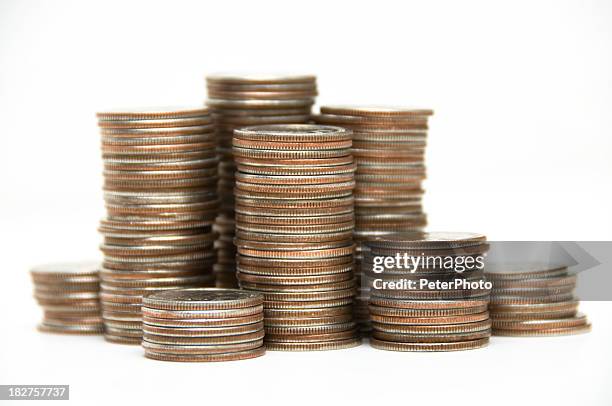 stacks of us coins - us coin 個照片及圖片檔