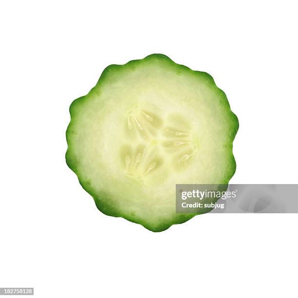 cucumber slice on white background - slice of food stock pictures, royalty-free photos & images