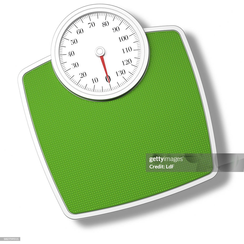 Green Bathroom Scale isolated on withe