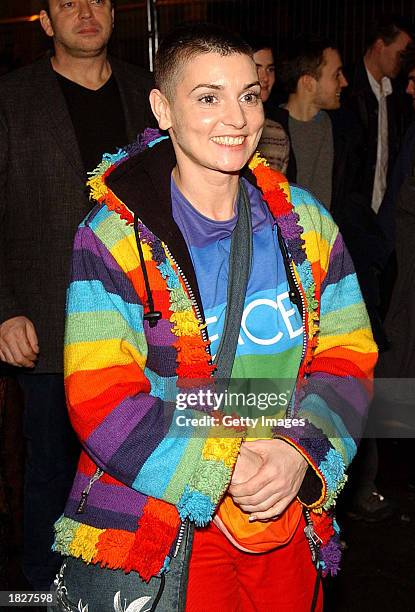 Irish singer Sinead O'Connor attends the Irish Meteor Awards aftershow party at Renards nightclub March 3, 2003 in Dublin, Ireland.