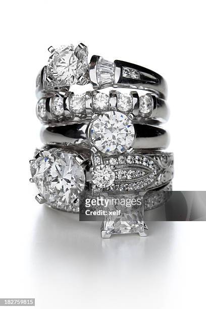 diamond rings - diamond gemstone stock pictures, royalty-free photos & images