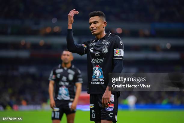 William Tesillo of Leon reacts during the quarterfinals second leg match between America and Leon as part of the Torneo Apertura 2023 Liga MX at...