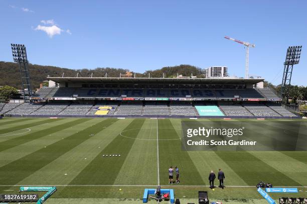 General view of Industre Group Stadium during the A-League Men round six match between Central Coast Mariners and Melbourne Victory at Industree...