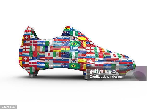 chaussure de la coupe du monde de football - coupe du monde de football photos et images de collection